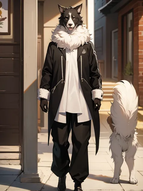 Tall furry dog male