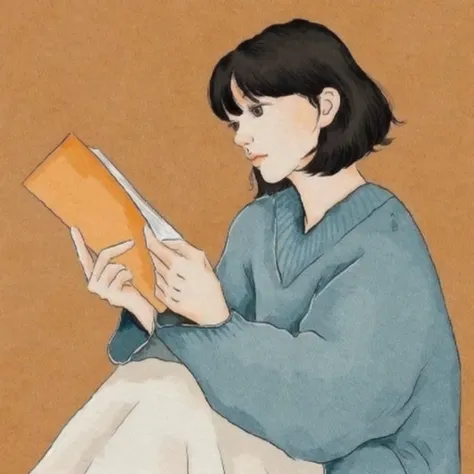 arafed image of a woman read a book while sitting on a chair, read a book, Book Portrait, Lo-Fi Girl, Lo-Fi Girl aesthetic, Read new books, Beautiful style, Holding a book, Illustration style, Portrait of Lofy, by Kat Watcher, author：Oswaldo Viteri, author...