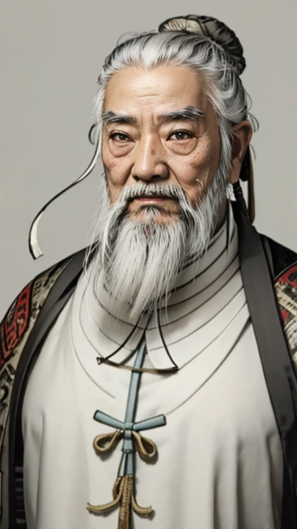 oriental、old man in plain white ancient chinese costume、ancient chinese hairstyle old man、highest quality、masterpiece、ultra-high...