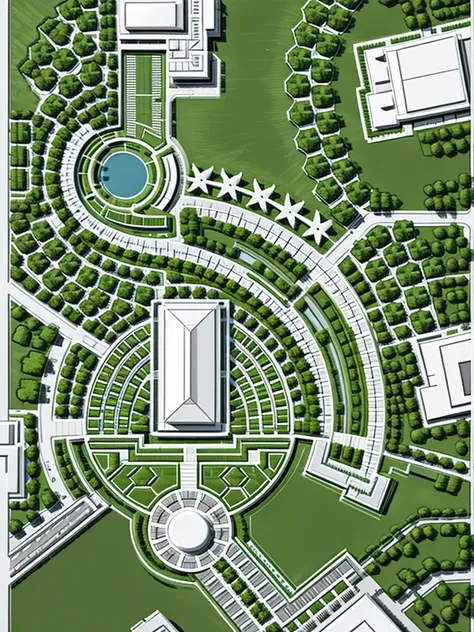 a drawing of a garden plan with a lot of trees, residential design, intricate detailed garden, architectural planning, high deta...