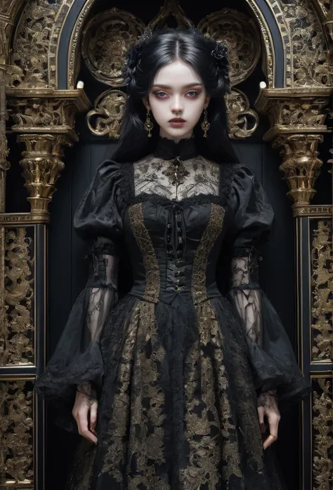 gothic aesthetic by Memphis, best quality, masterpiece, Ultra intricate detail, 8k，口を閉じている