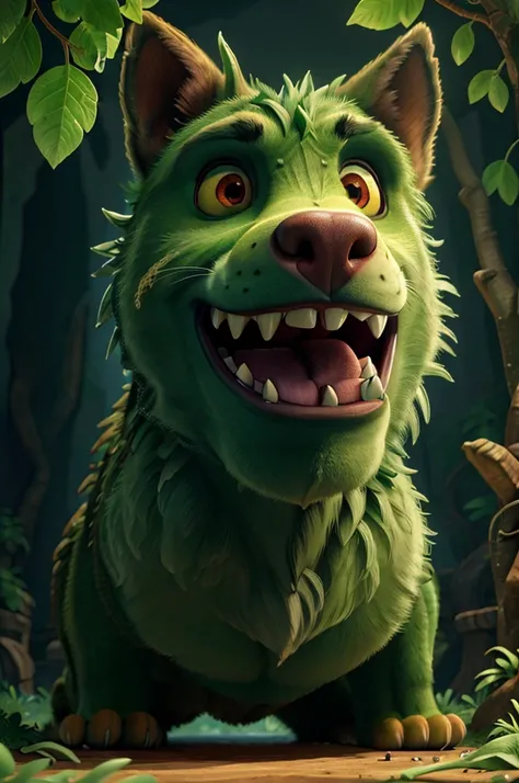 a giant muscular wolf, climbing a massive beanstalk, detailed facial features, sharp teeth, glowing eyes, powerful muscles, lush green vines, detailed texture, dramatic lighting, cinematic composition, fantasy, digital art, photorealistic, 8k, unreal engin...