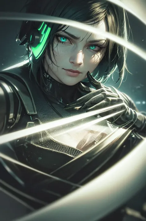 a terrifying cyberpunk witch, old and ugly with green skin, wearing advanced futuristic technological garments, (best quality,4k,8k,highres,masterpiece:1.2),ultra-detailed,(realistic,photorealistic,photo-realistic:1.37),dark moody lighting,dark fantasy,dig...