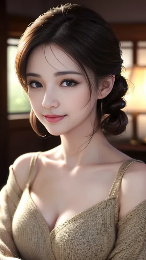 (masterpiece:1.3), (8K, Realistic, RAW Photos, Best image quality: 1.4), Japanese 、(Random Hairstyles:1.2)、Cleavage:1.2、Highly detailed face、Attention to detail、double eyelid、Chest to chest、Sharp focus:1.2、Beautiful woman:1.4、Light brown hair、Highest quali...