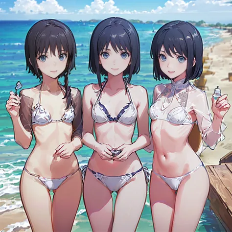 
(((High resolution:1.5))), (((Very detailedな:1.5))), (((Three Girls:1.3))),((７Head to Body:1.3))、 (((beach,Outdoor、Midday light background)))、(((Happy expression))), (((smile:1.5)))、(((Beautiful and detailed eyes:1.3))), (((Very detailed))), (((Details fa...