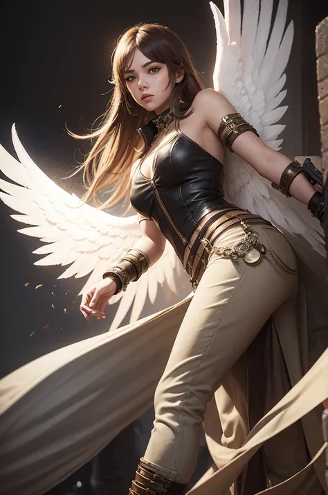 A drawing of a character from the free FIRE game with angelic pants and cuffs