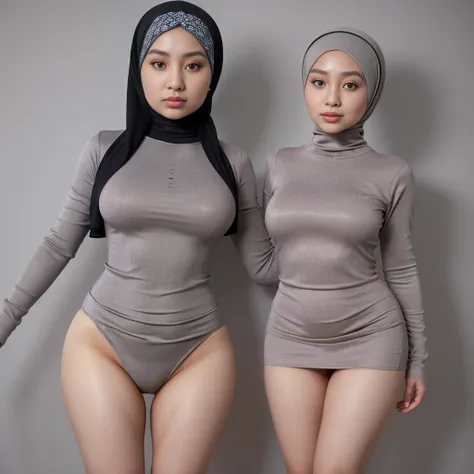 Hijab girl, Mongolian hijab girl, gorgeous Hijab girl, hyperdetailed, perfect body, lower body, Wear turtleneck tight dress, Mini skirt, Show thighs, 