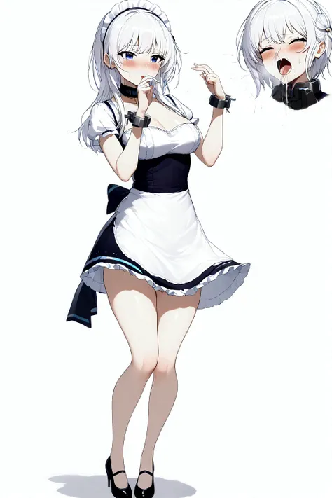 anime. azur lane. 1 girl. belfast. housemaid. slave. slave collar. shackles. maid uniform. cold. runny nose. nasal mucus. snot. ...