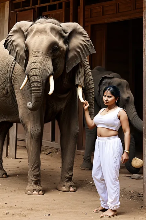 Indian Elephant And trainer