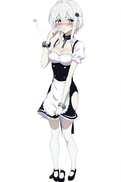 anime. azur lane. belfast. housemaid. slave. slave collar. shackles. maid uniform. cold. runny nose. nasal mucus. snot. sneezing...