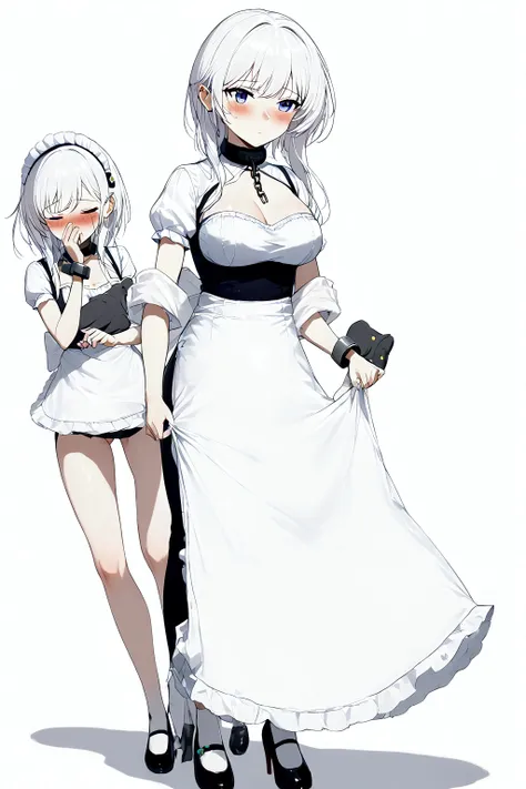 anime. azur lane. 1 girl. belfast. housemaid. slave. slave collar. shackles. maid uniform. cold. runny nose. nasal mucus. snot. ...