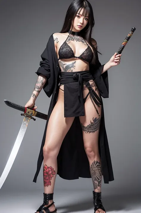 Full Body Tattoo、Japanese sword