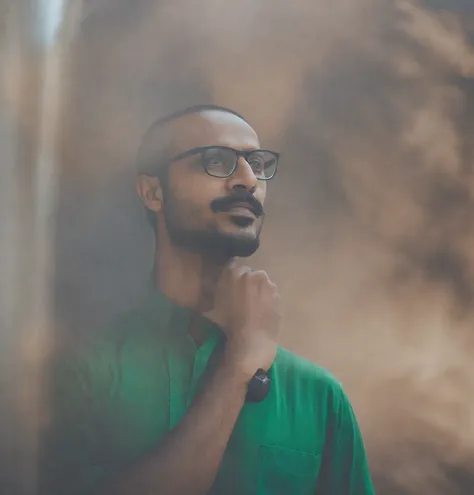 a man in a green shirt and glasses standing with his arms crossed, profile pic, jayison devadas, profile picture, avatar image, ...