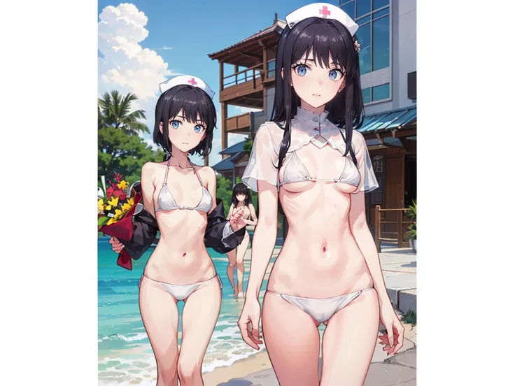 
(((High resolution:1.5))), (((Very detailedな:1.5))), (((Three Girls:1.3))),((７Head to Body:1.3))、 (((beach,Outdoor、Midday light background)))、(((Happy expression))), (((smile:1.5)))、(((Beautiful and detailed eyes:1.3))), (((Very detailed))), (((Details fa...