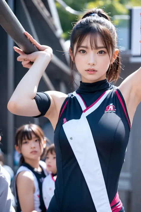 (8K, RAW Photos,Highest quality, High resolution:1.1), (Ultra-realistic:1.4),(Realistic, Realistic:1.3),The Beauty of Japan、((Upper Body:1.3))、Gymnastics Team - Flexible Leotards and Grips