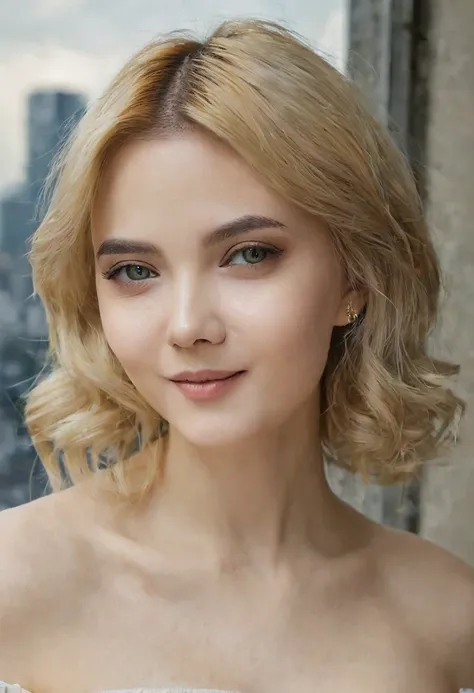 （（（European Caucasian Woman）））、（（（Mary, 18 years old）））、one person、（Thin contours、Grey Eye:1.5）、（Thin contours）、Big Breasts、Narrow waist、（（（White and translucent skin:1.3）））、Beautiful, shiny blonde medium-long hair、8-head-tall model style、Waist-down angle、...