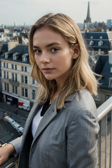 fille cheveux blonds, Observation des étoiles sur les toits de la ville:
S&#39;évader sur un toit dans une ville animée pour observer les étoiles offre un contraste entre l&#39;environnement urbain et les merveilles célestes au-dessus., procurant un sentim...