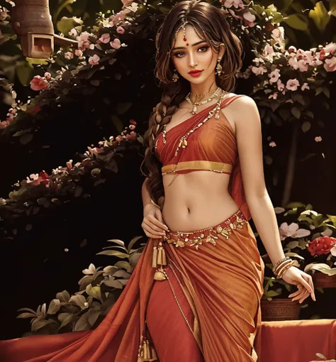 Bohemian Beauty in Saree: An Extraordinary, Captivating, and Breathtaking Portrait

Meet a mesmerizing 30-year-old woman, adorned in a captivating saree, braless and radiant, her almond-shaped, brown eyes filled with intrigue and allure under thick, bold l...