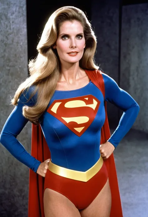   Julie Hagerty 1984 Supergirl 1984 movie costume (((long hair))); "breasts of steel"