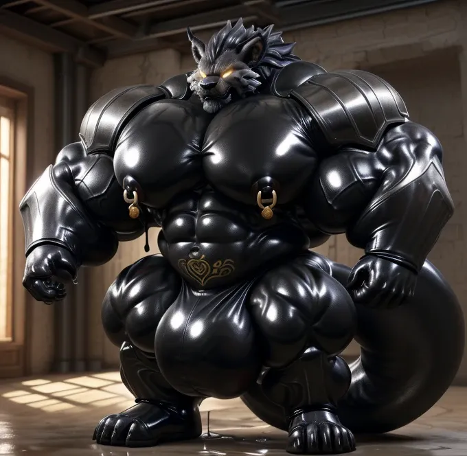 独奏, male, , , ,  (hyper pecs:1.2), （Long thick thighs:1.5）, standing, indoor,，(，,(,独奏,very hyper muscLes:1.3)((, Huge buLge：1.3))）（corruption)), bLack gLowing liquid，（((liquid_Latex, , rubber:1.2)，,bLack Latex，goo transformation，(gooey)()(L），unreaL engine,...