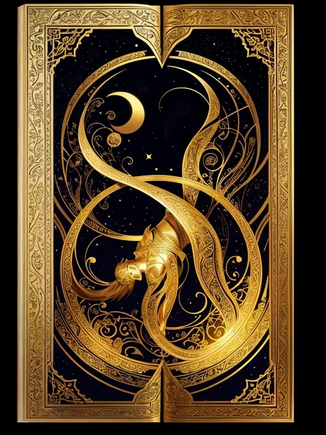 Book with a golden cover and details in arabesques written Book of Life 