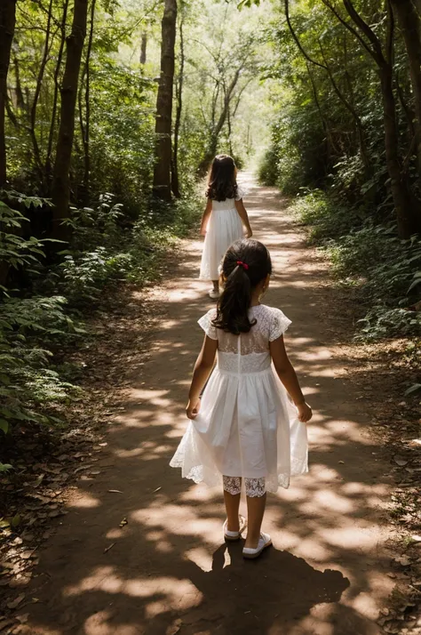 photography, masterpiece, high resolution, realistic image, 6 year old preschool girl, in a transparent white lace dress, walkin...