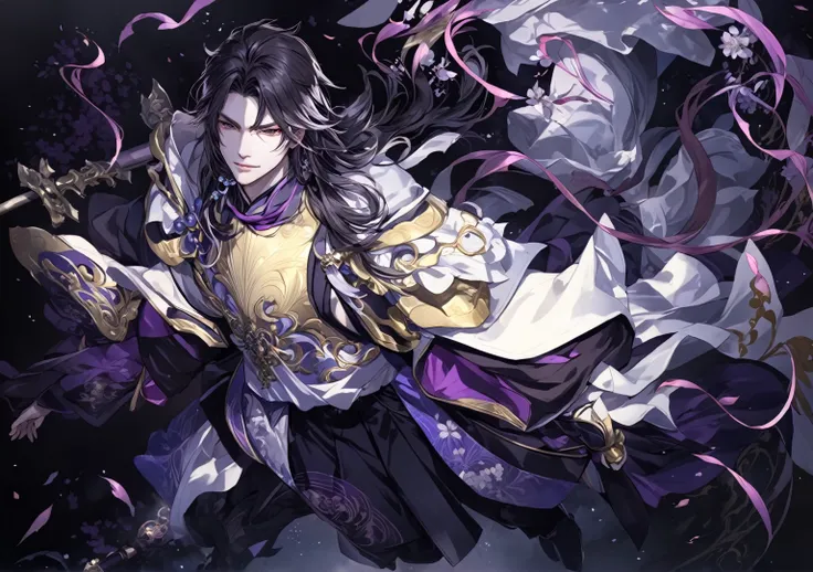 masterpiece, best quality, Fantasy aesthetics, Highly detailed, shadowverse style, male, japanese style