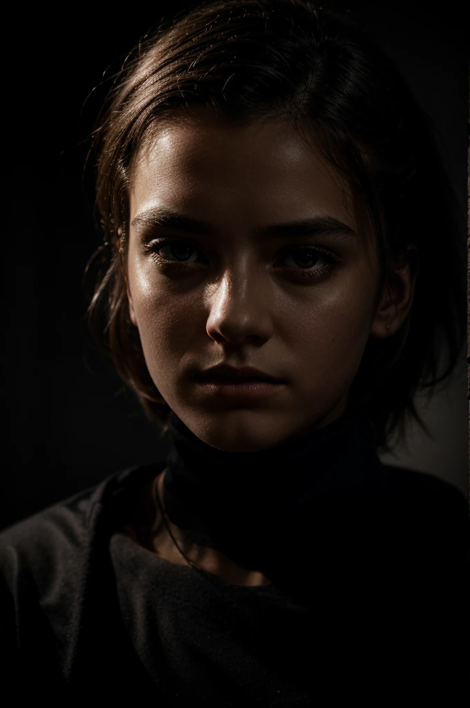 18 year old female, face fully obscured by shadow, outline of head visible, dramatic lighting, high contrast, chiaroscuro, moody atmosphere, mysterious, cinematic, dark and brooding, powerful portrait, striking composition, dramatic shadows, somber mood, d...