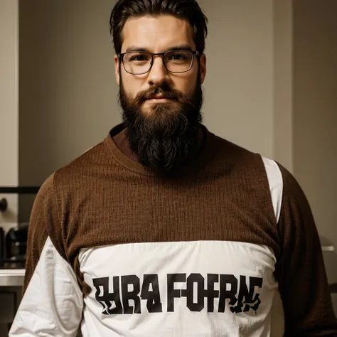 Man with a medium beard and square glasses