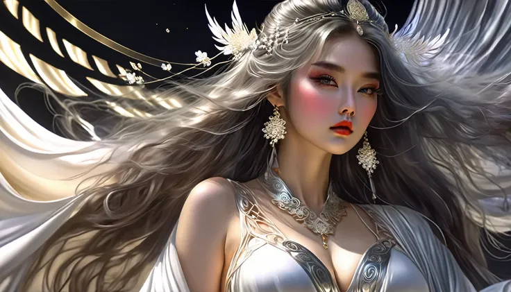 Woman in transparent dress,Viewer,(((Full breasts, Keeley University))),Slim waist,(Navel exposed,Bare waist), Long hair, extreme detailed details, Detailed fantasy art, Stunning character art, Beautiful and exquisite character art, Beautiful transparent d...