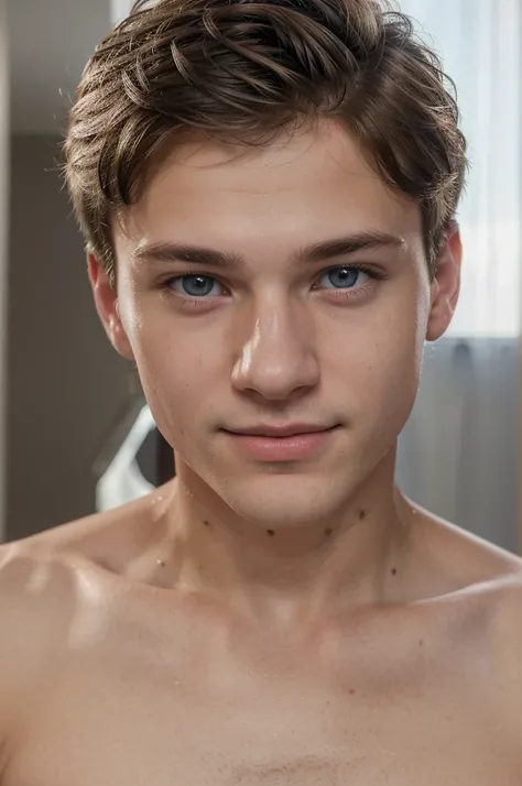 18 year old white male, blue eyes, medium hairstyle, boy next door attractive, warm smile, full body portrait, natural lighting, high quality, photo-realistic, cinematic, detailed facial features, detailed eyes, detailed nose, detailed lips, detailed skin ...