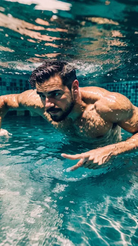 Man swimming in water