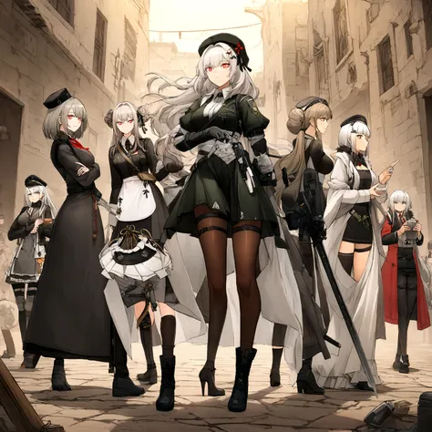 One wears、Holding a sword、Woman wearing a hat, from Girls Frontline, Fine details. Girls Frontline, From Arknights, Girls Frontline style, anime maid ss military, Azur route style, Girls Frontline cg, Kushat Krenz Key Women in Art, Gu Weiss, Krenzkushat, W...