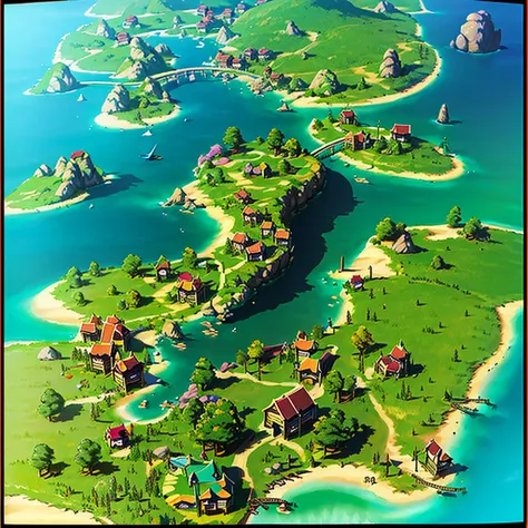 World map of a region from the Pokémon work. Use the same style and model that are used in the franchise. There must be at least 9 cities and some tourist attractions to add to the adventure.