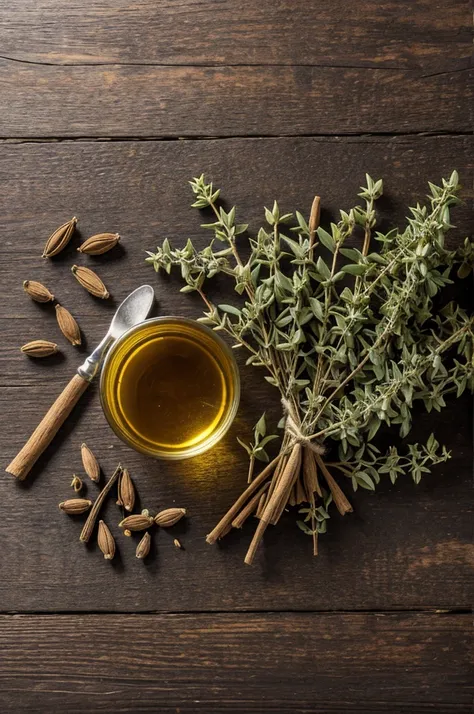 Background containing cloves, ale vera oregano and cat&#39;s claw