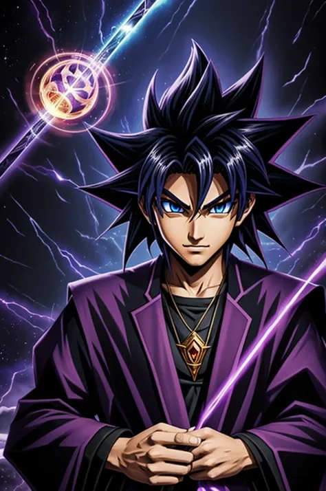 A fusion between a dark wizard and yugi oh 
