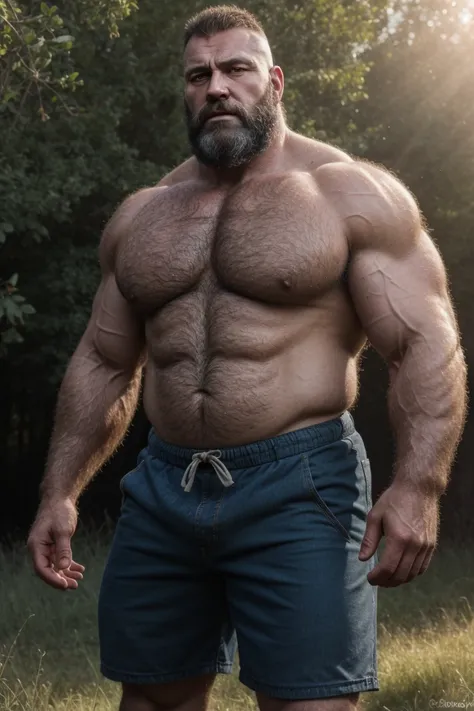 8K HIGH RESOLUTION HDR Very Extremely Realistic Very Detailed High Quality Create a professional studio-style 8K HDR Very Real photograph featuring a middle-aged daddy rugged bodybuilder muscle bears man , burly, very realy detailed hairy, 8K very realisti...