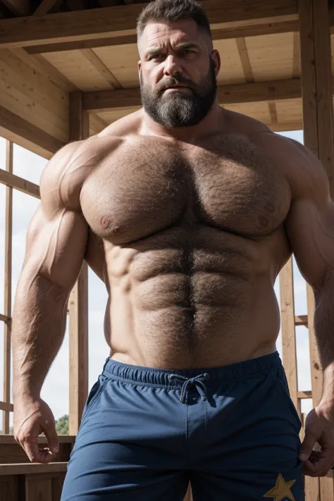 8K HIGH RESOLUTION HDR Very Extremely Realistic Very Detailed High Quality Create a professional studio-style 8K HDR Very Real photograph featuring a middle-aged daddy rugged bodybuilder muscle bears man , burly, very realy detailed hairy, 8K very realisti...