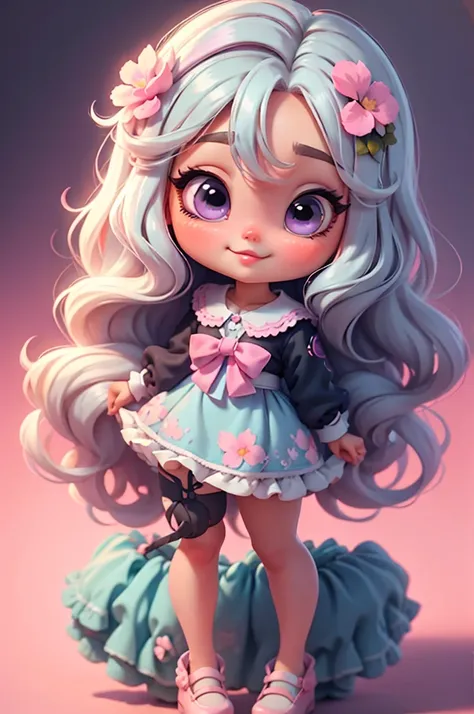 imagem de alta qualidade de uma boneca chibi taylor swift: boneca chibi ,illustration,detalhes delicados,pose encantadora,lovely...