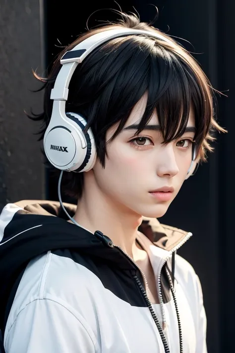 Anime boy with headphones