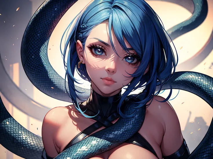 snake person lady, beautiful face,