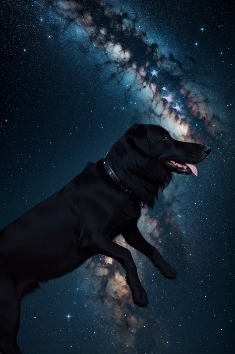 Black dog suffocating in the stars