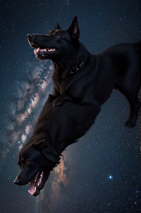 Black dog suffocating in the stars