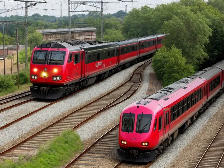 a modern train rushes along the rails with an image of a heart on the carriages and a heart painted on the locomotive