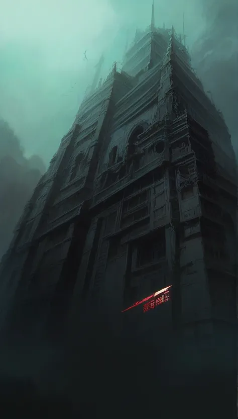 a golden temple Amritsar foggy sky, (neotokyo), dark gurdwara, still from the movie bladerunner, dystopian atmosphere, cyberpunk 
, akira movie style, neo brutalism, neotokyo source, brutalist dark fantasy, blade runner concept art, dystopian brutalist atm...