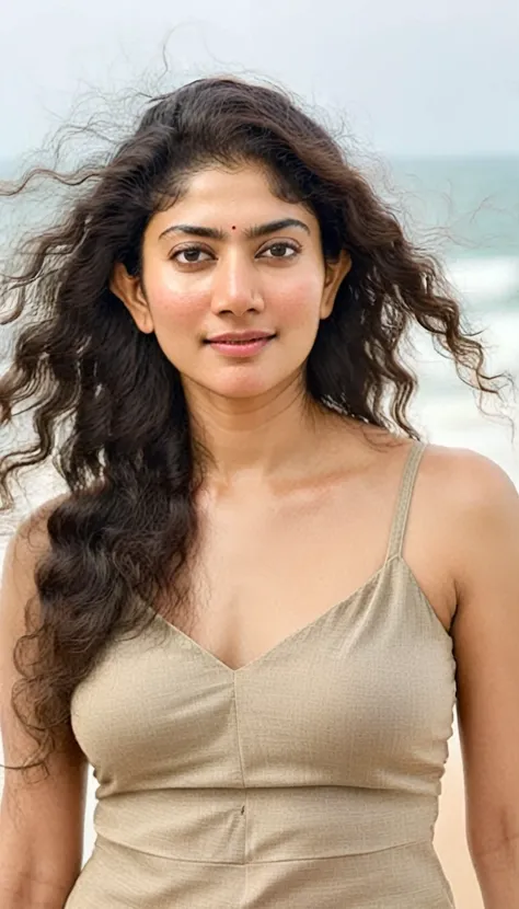 ultrarealistic hires full body photo of a 30-year-old sai pallavi woman, outdoors, realistic skin texture, looking looking at ca...