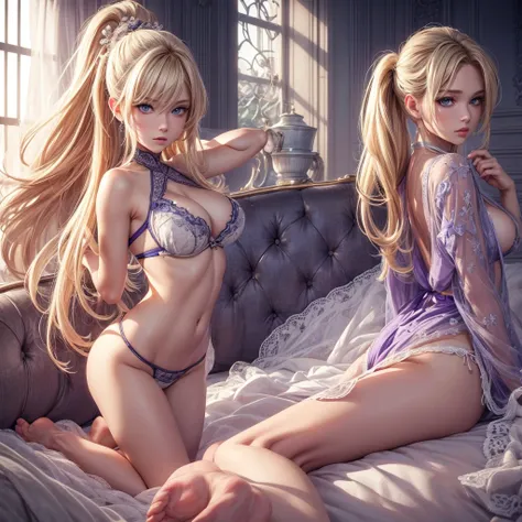 ((Solo)),(best quality: 1.4),Full body , high resolution, masterpiece, 4k, ultra detailed, very beautiful girl masterpiece, sexy blonde, long hair, ponytail, blue eyes, expressive eyes, detailed skin, realistic skin texture, texture, detailed eyes, beautif...