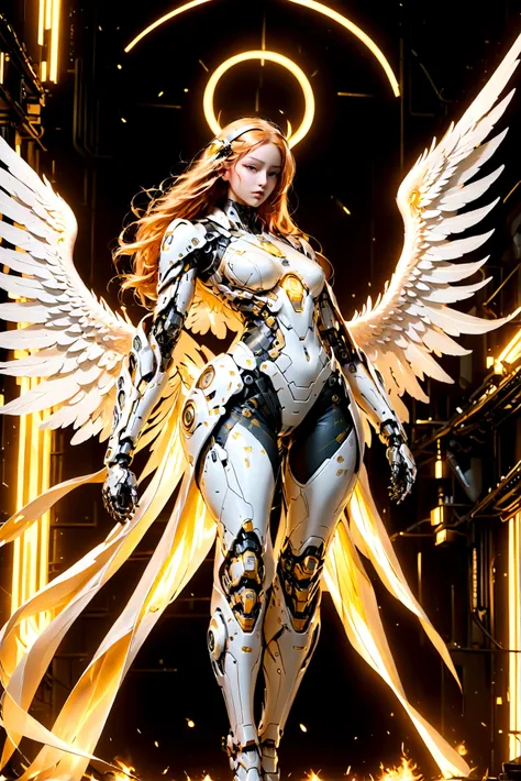 You have a mission!! task (((The most beautiful bionic angel in a perfectly tailored outfit in a given situation))), (give the solution!!), (((one rule is the golden ratio and white balance))), ((always draw hands and fingers correctly, correct them if you...