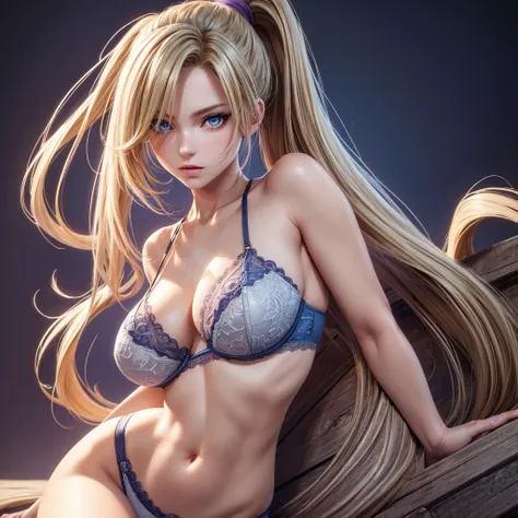 ((Solo)),(best quality: 1.4),Full body , high resolution, masterpiece, 4k, ultra detailed, very beautiful girl masterpiece, sexy blonde, long hair, ponytail, blue eyes, expressive eyes, detailed skin, realistic skin texture, texture, detailed eyes, beautif...