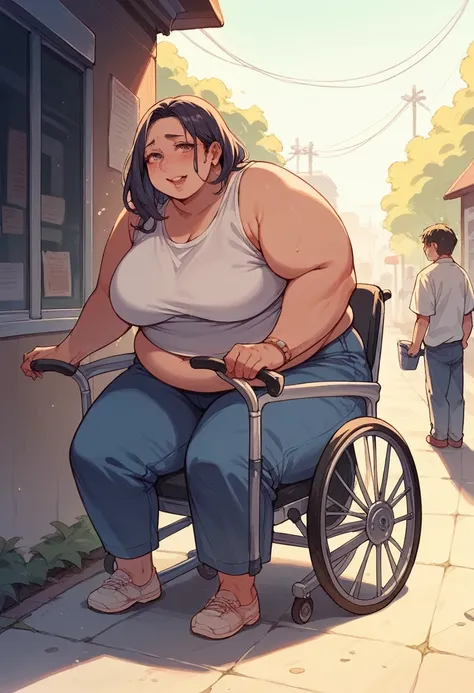 Obese woman in wheelchair